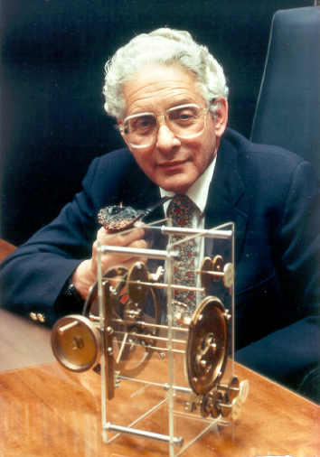 Derek de Solla Price, with his model of the Antikythera mechanism