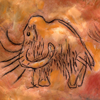 Modern woolly mammoth cave art