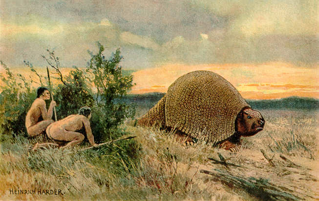 Glyptodon, drawn by Heinrich Harder, c. 1920