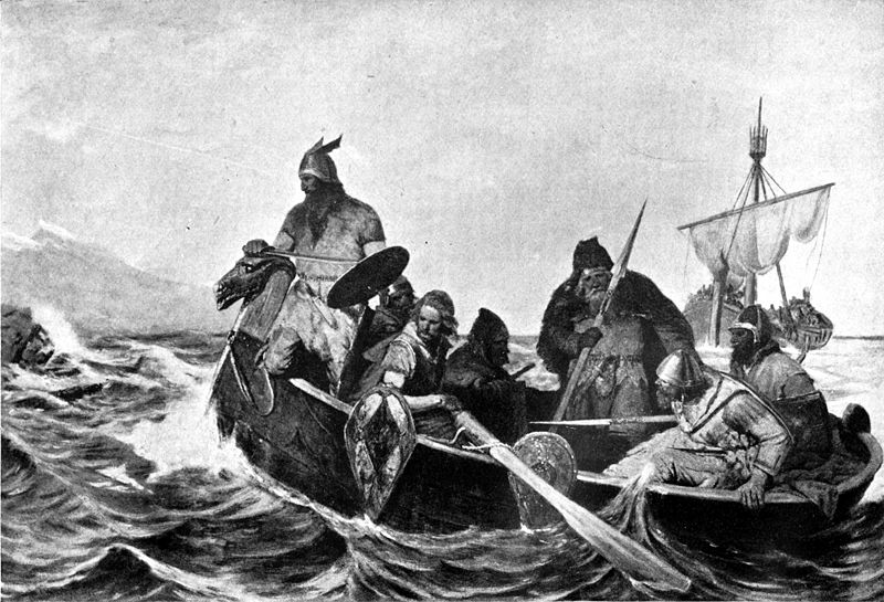 1909 painting entitled Norsemen Landing in Iceland