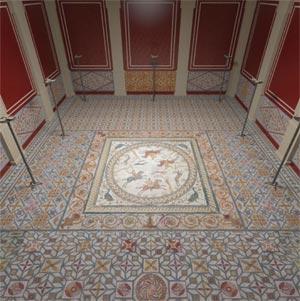 Computer reconstruction of the hunting room at Conimbriga, as lit by modern lighting c. Alexandrino Goncalves