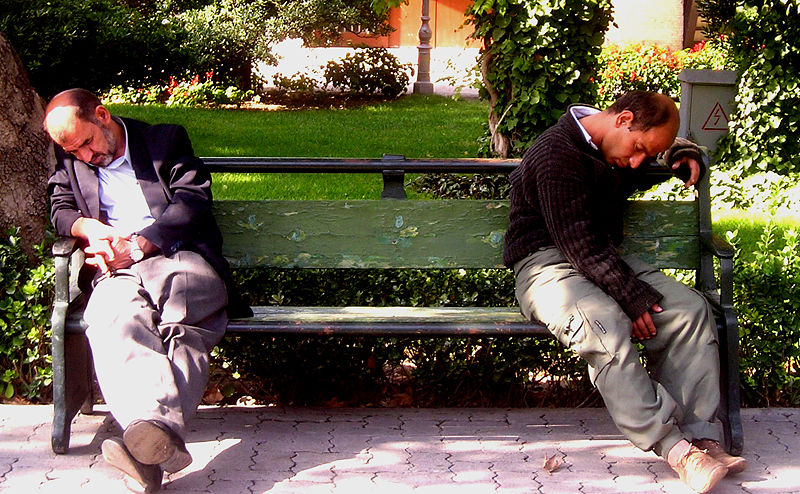 Sleepy men in Tehran, Iran